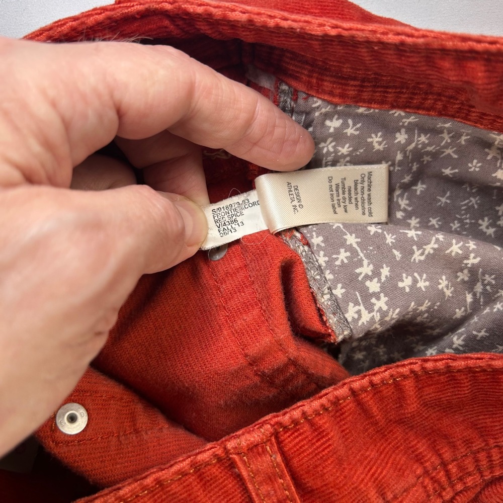 Athleta Frontier Cord Pants Red Spice‎ Corduroy Straight Leg 918979 Mens 4 - Picture 9 of 12